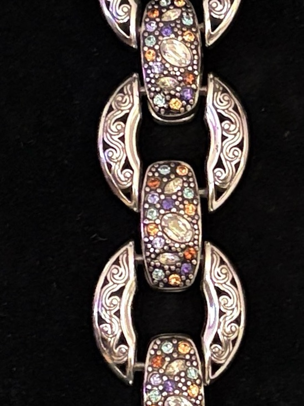 Brighton Jewelry Bracelet Crystal Voyage Chunky Link Bracelet Silver Crystals - Picture 2 of 13